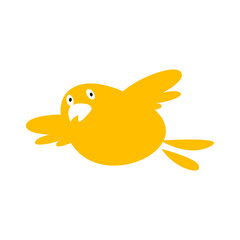 Yellow Cute Fat Bird Fly Mascot Illustration