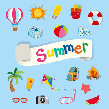 Banner design with summer objects