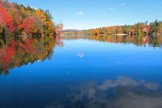 Fall colors reflected on the lake
