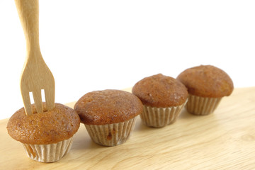 Banana cup cake on white background