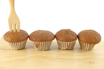Banana cup cake on white background