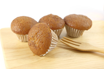 Banana cup cake on white background