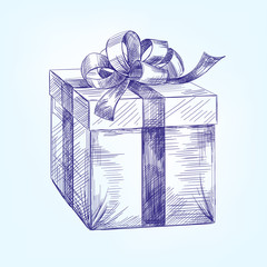 gift box  hand drawn vector llustration   sketch