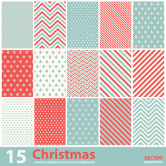 Set of Christmas patterns and seamless background