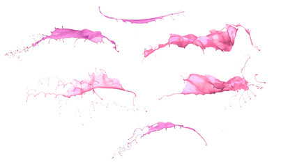 splashes of pink paint isolated on white background