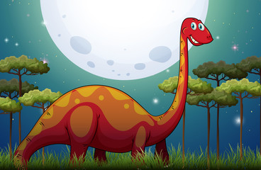 Dinosaur in the field at night