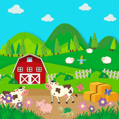 Farm animals living in the farm