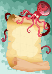 Border design with octopus