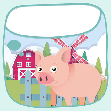 Border design with pig and barn