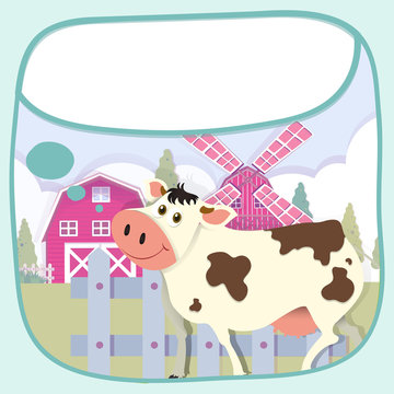 Border design with cow and barn