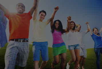 Fototapeta premium Multi-Ethnic Teenagers Outdoors Holding Hands Concept