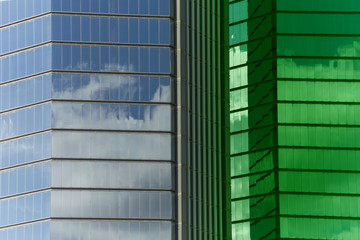 Plaza Windows With Green Tint