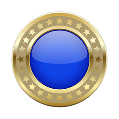 Blue button in golden frame