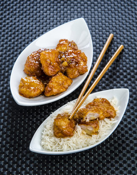 chicken in honey sauce with rice
