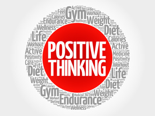 Positive thinking circle stamp word cloud, health concept