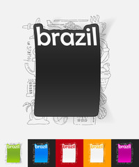 brazil paper sticker with hand drawn elements