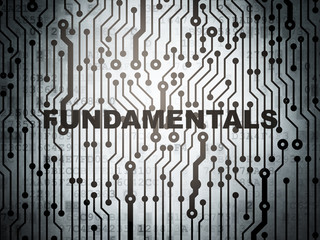 Science concept: circuit board with Fundamentals