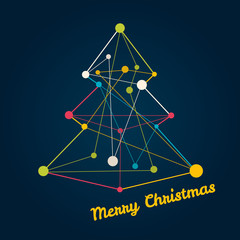Christmas tree made from lines. Vector illustration.
