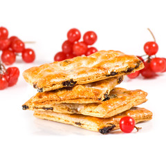 delicious cookies and berries close-up