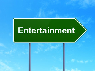 Holiday concept: Entertainment on road sign background