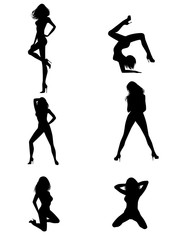 Six girls silhouettes