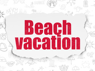 Tourism concept: Beach Vacation on Torn Paper background