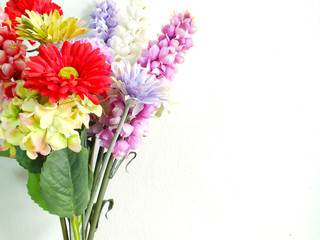 bright beautiful colorful plastic flower bouquet