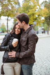 Fototapeta premium Portrait of a happy couple with coffee