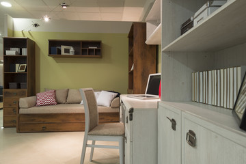 Interior of student (teenager) room in the evening - back to sch