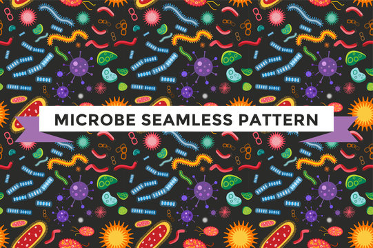 Bacteria Virus Vector Seamless Pattern