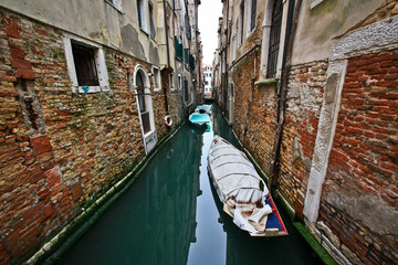 Venice canal with boats