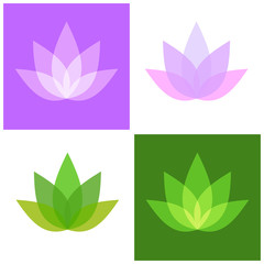 Lotus Symbol Icons Set. Yoga and Spa Logo. Vector