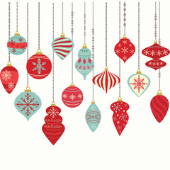 Christmas Ornaments,Christmas Balls Decorations,Christmas Hanging Decoration set. - obrazy, fototapety, plakaty