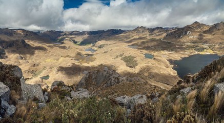 Aerial view of landscape of National Park Cajas, Ecuador