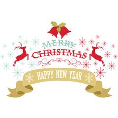 Merry Christmas Design,Snowflakes,Christmas Bell,Reindeer,Banner,Happy New year's decorative card.