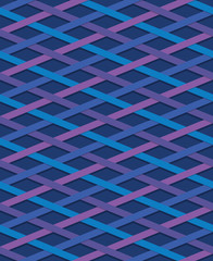 Vector Striped seamless pattern, blue and purple. Image of striped seamless pattern consisting of crossing blue and purple stripes on a dark blue background.
