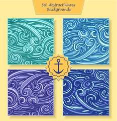 Set Abstract waves or circle hair background in marine blue