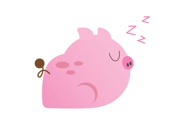 cute little pink pig character design vector
