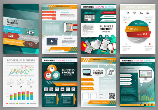 Green and orange business brochure template with infographic