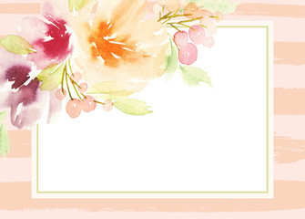 Greeting card with flowers. Pastel colors. Handmade. Watercolor