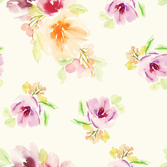 Seamless floral pattern. Watercolor painting. Pastel colors.