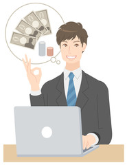 男性　スーツ　お金