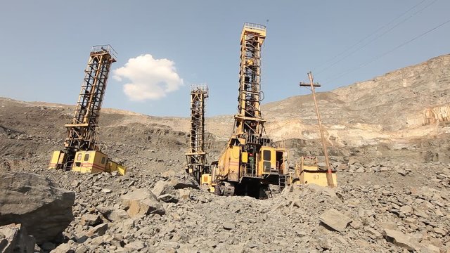 Drilling equipment in a quarry. Quarry drilling machine, Quarry