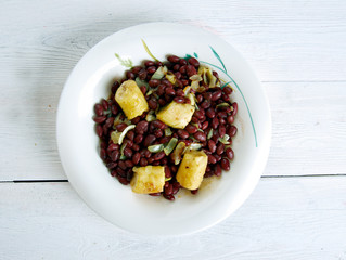 Red Kidney Beans with Plantains