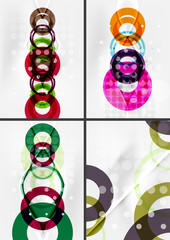 Set of circle shape design abstract backgrounds with light effects and decorations