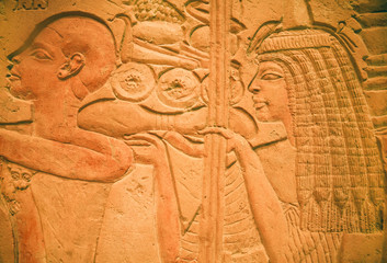 Fototapeta na wymiar Relief of stone artifact inside the Egyptian Museum