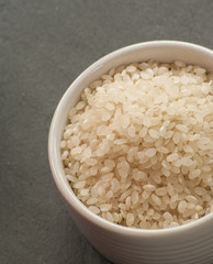 bowl of raw rice grains