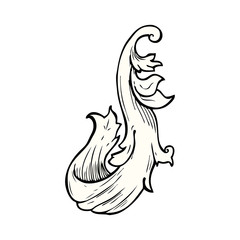 traditional hand drawn floral swirl