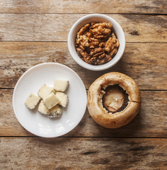 Mushroom and blue cheese autumn ingredients