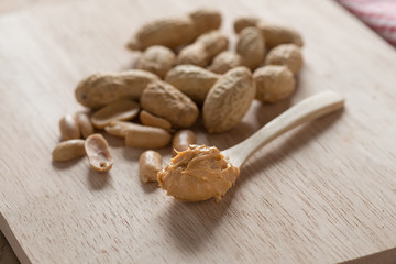 Creamy peanut butter in a spoon.